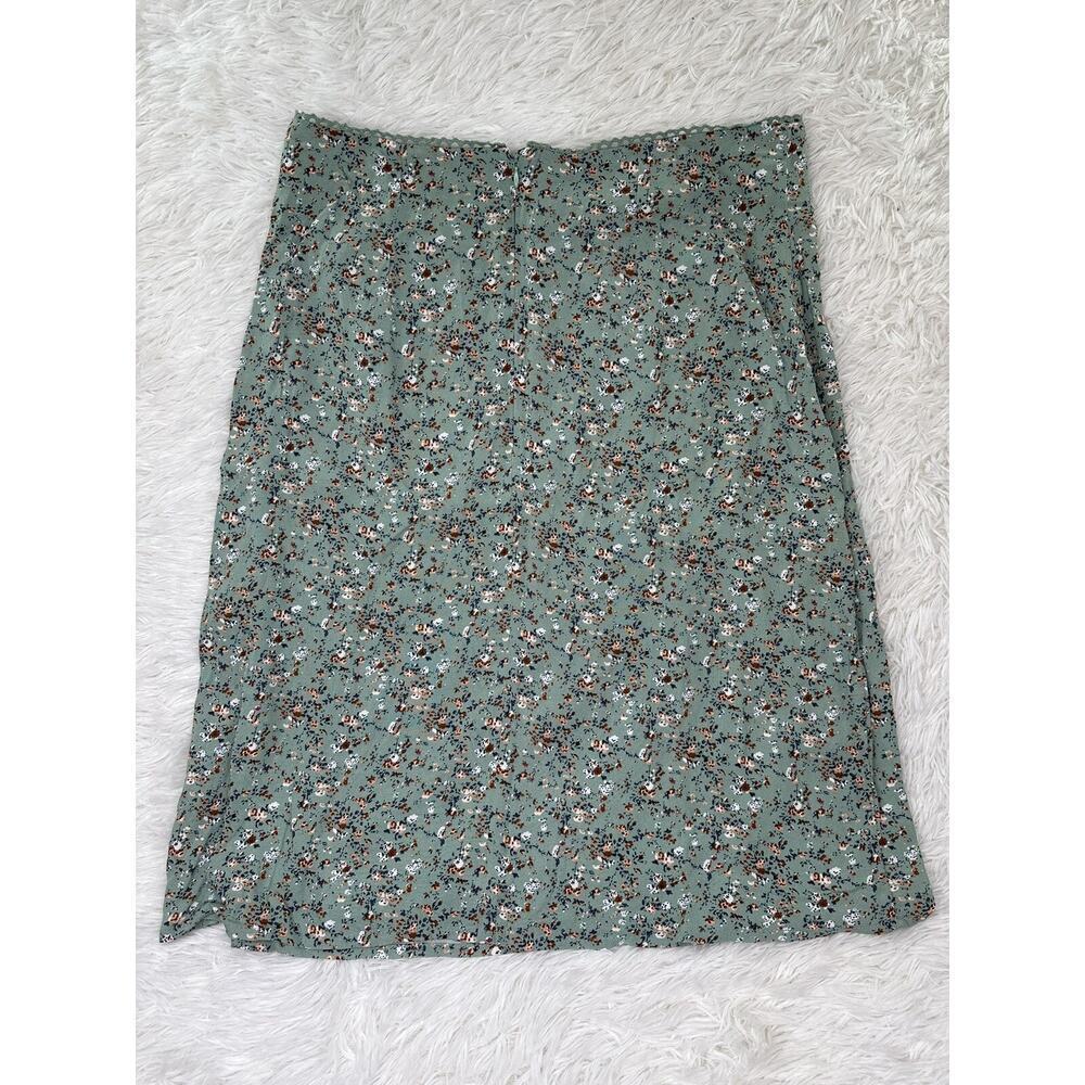AEROPOSTALE Women’s Green/Blue Cotton Floral Zipper Closure Mini‎ Skirt Size Med - Picture 3 of 6
